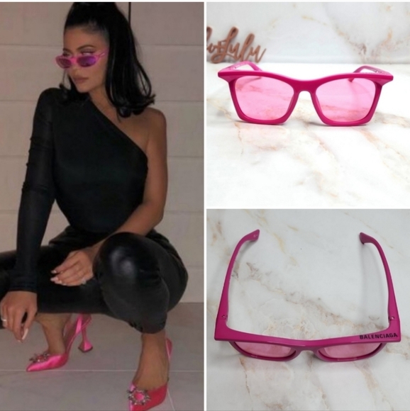 Balenciaga square barbie pink tinted sunglasses new without case - Picture 1 of 15
